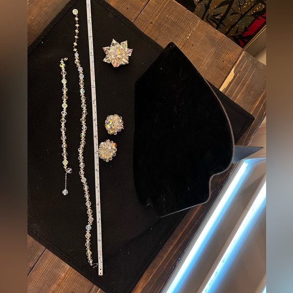 GORGEOUS AB crystal necklace bracelet earrings & broach!!! Got to see!!!! - Picture 9 of 12